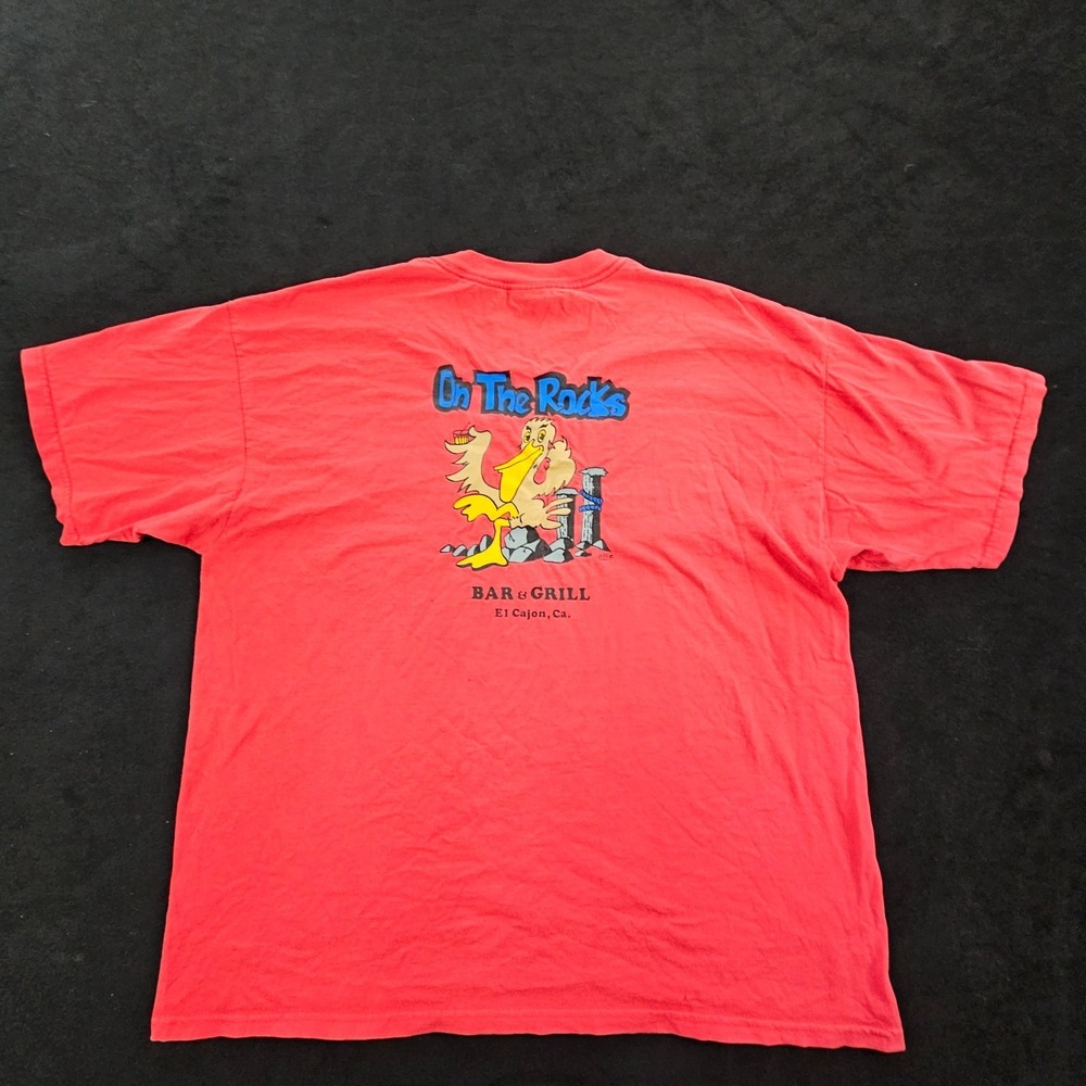 On The Rocks Bar & Grill El Cajon CA Red Short Sleeve Cotton T-Shirt Men's 2XL